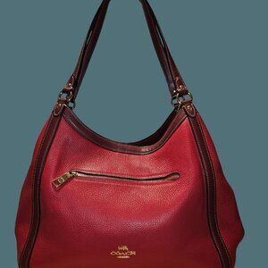 Coach Pebble Leather Kristy Colorblock Red Shoulder Boho Bag